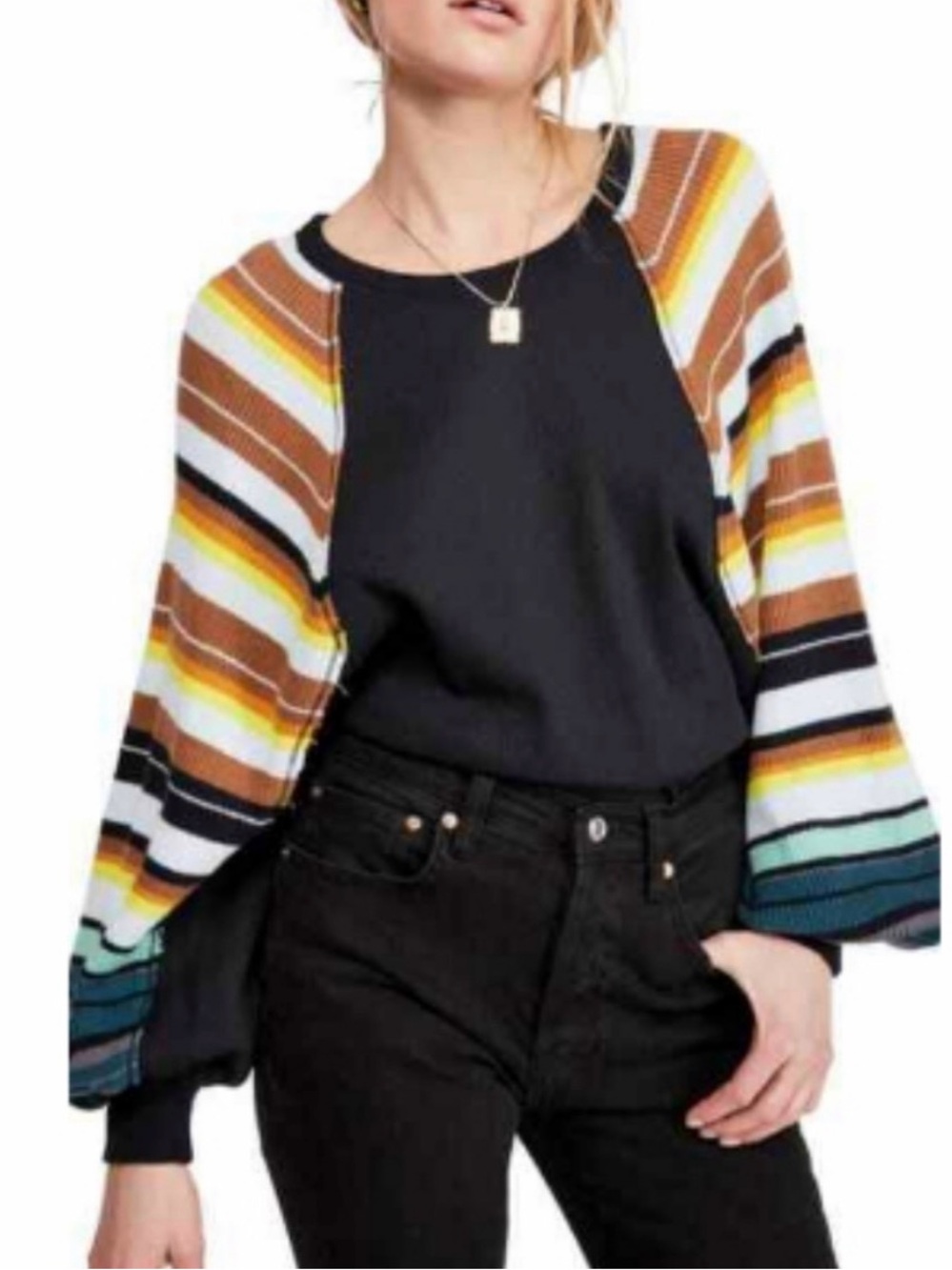 We the Free by Free People Rainbow Dreams Striped Raglan Sleeve Sweater -